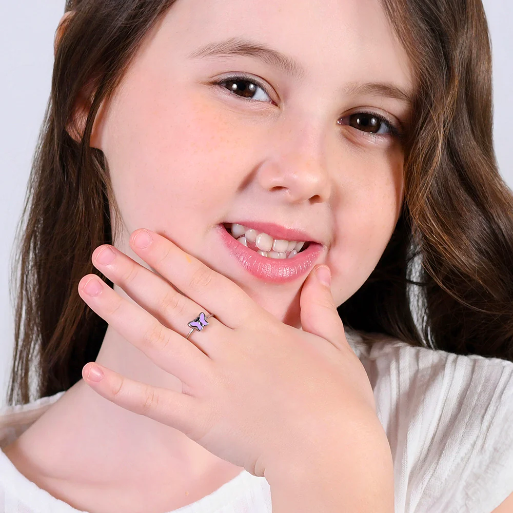 ANELLO BAMBINA IN ACCIAIO SMALTO VIOLA - Image 3