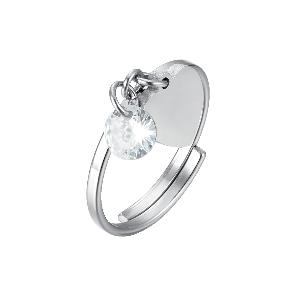 ANELLO DONNA IN ACCIAIO CON CUORE E ZIRCONE BIANCO