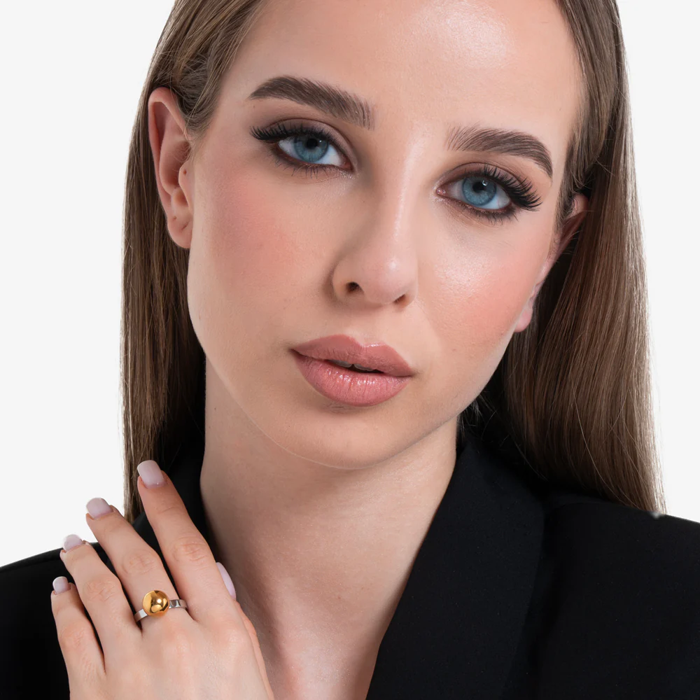 ANELLO DONNA IN ACCIAIO CON SFERA IN ACCIAIO IP GOLD - Image 3