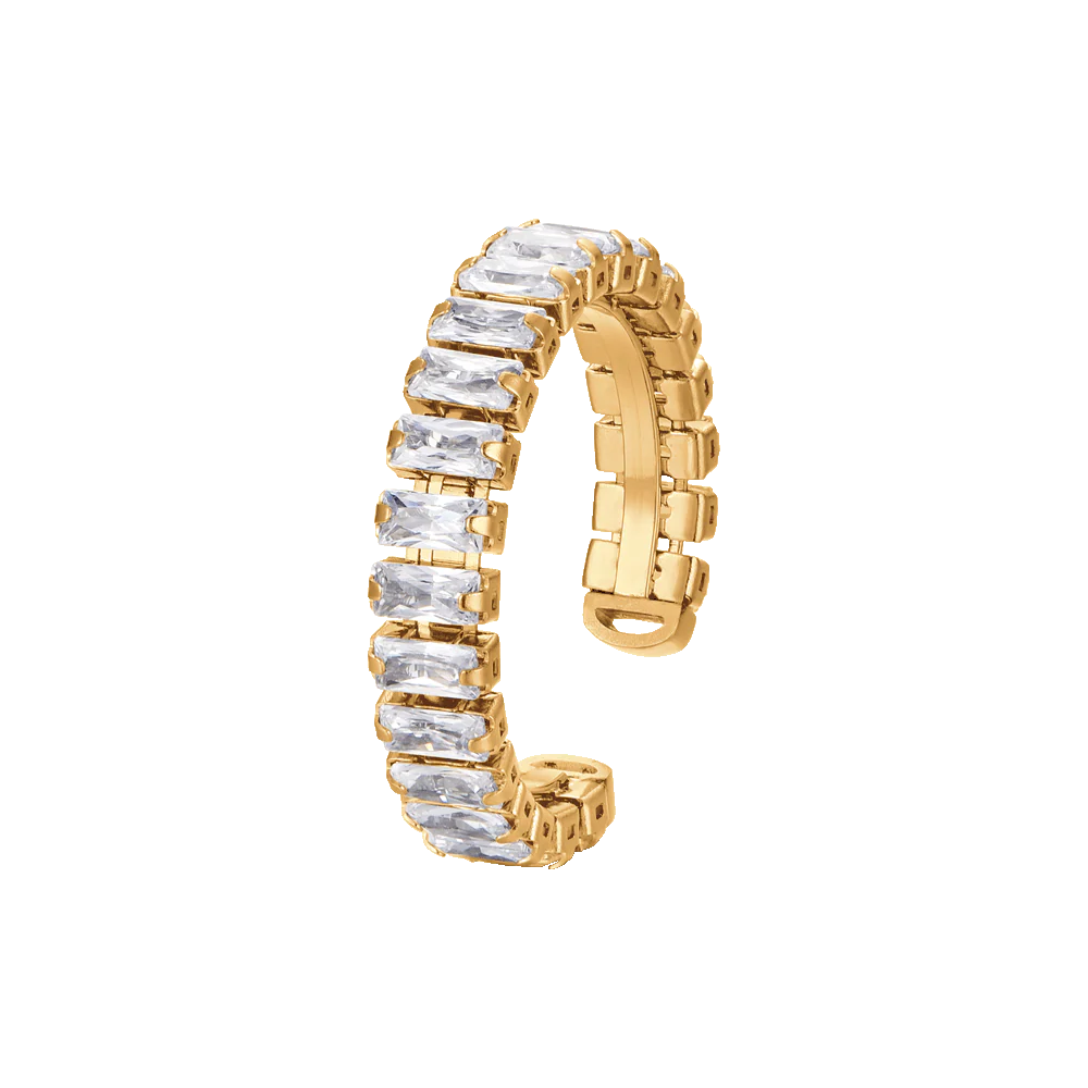 ANELLO DONNA IN ACCIAIO APERTO IP GOLD CON CRISTALLI BIANCHI