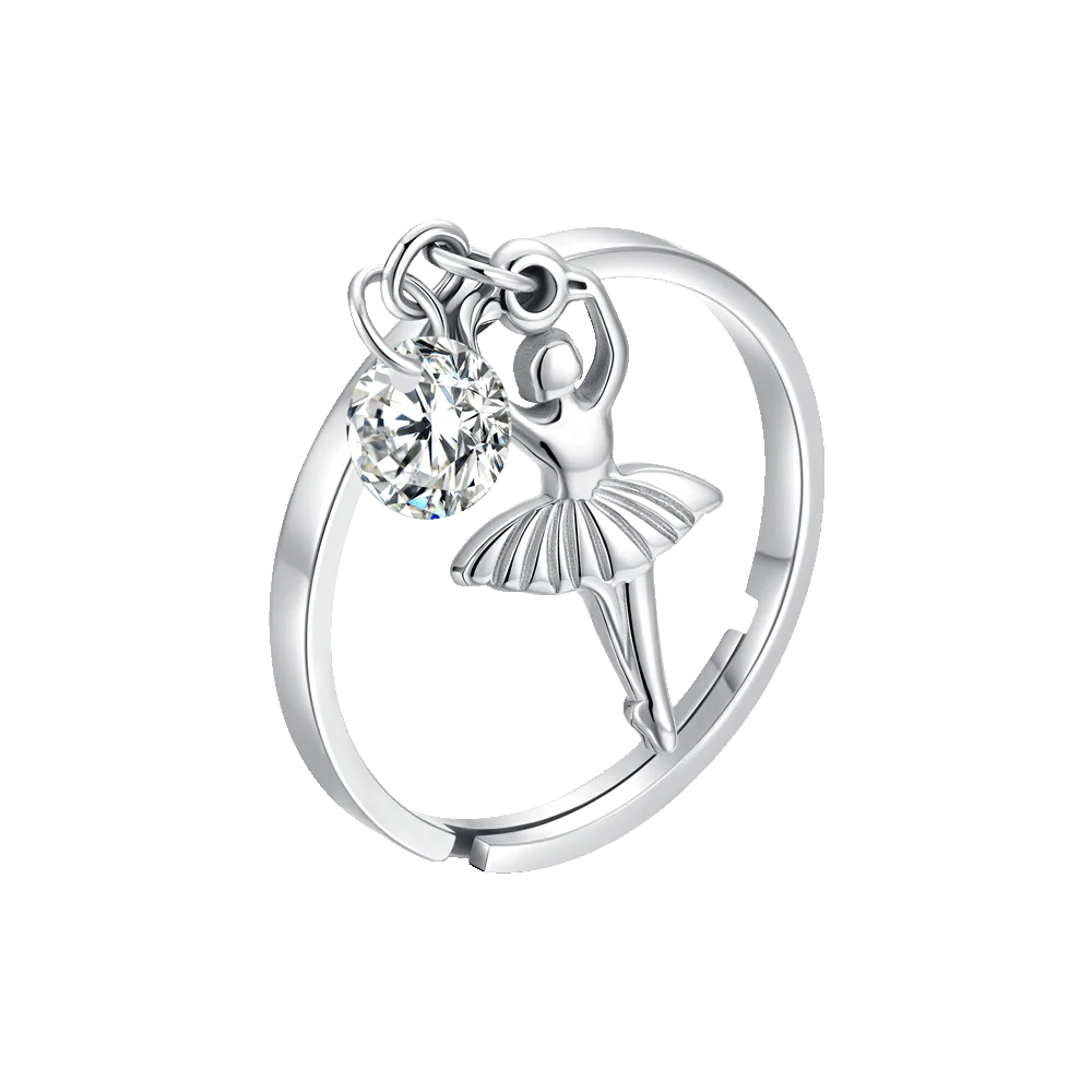 ANELLO DONNA IN ACCIAIO CON BALLERINA E ZIRCONE BIANCO