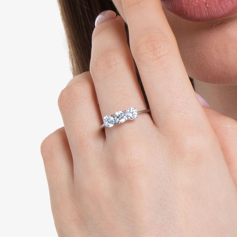 ANELLO DONNA IN ACCIAIO CON CRISTALLI BIANCHI - TAGLIA 16 - Image 2
