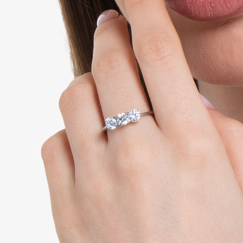 ANELLO DONNA IN ACCIAIO CON CRISTALLI BIANCHI - TAGLIA 14 - Image 2