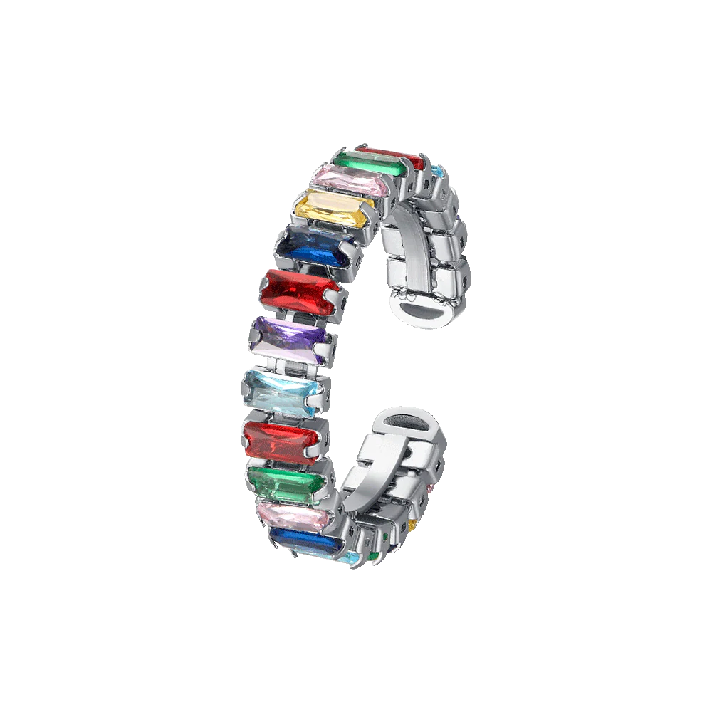 ANELLO DONNA IN ACCIAIO CON CRISTALLI MULTICOLOR
