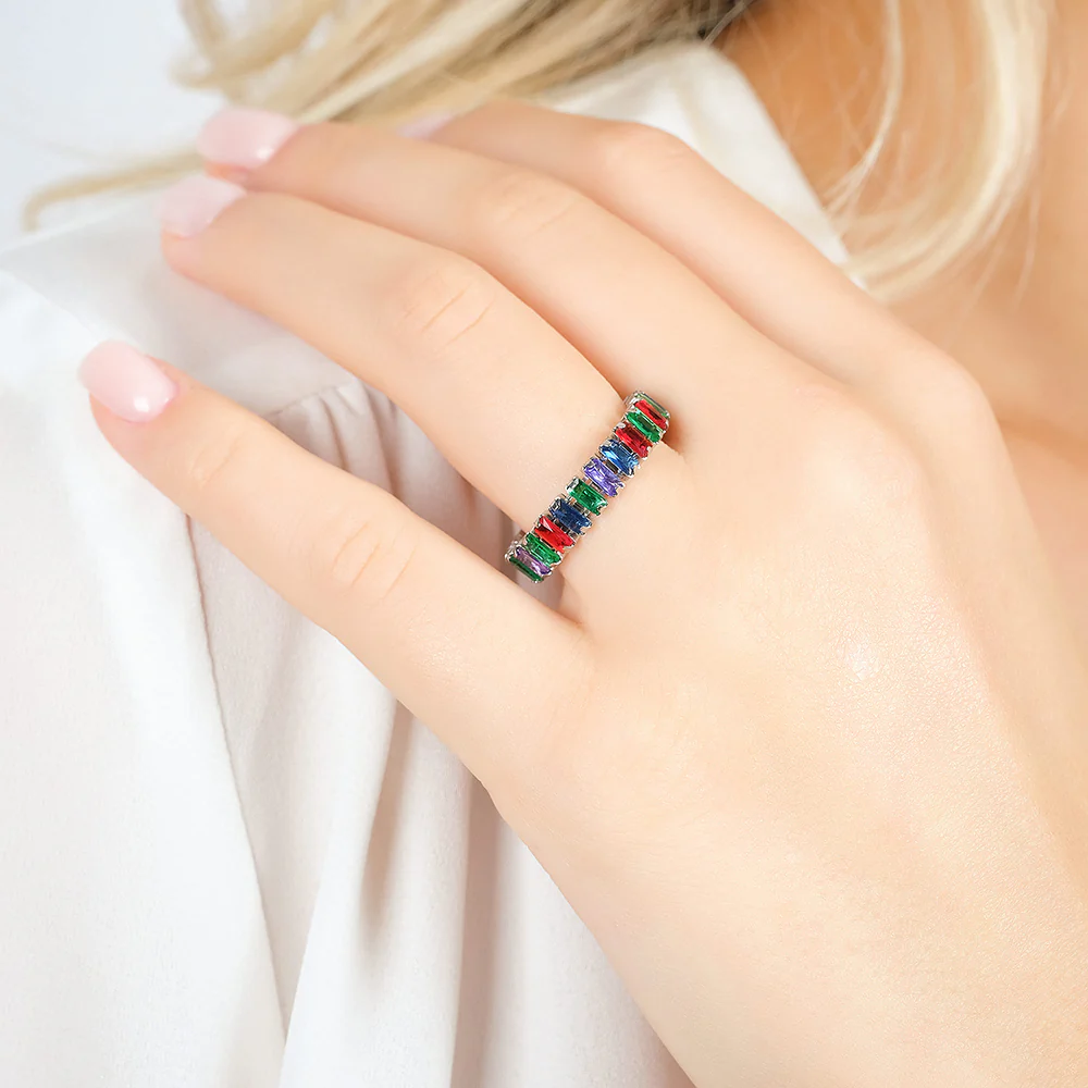 ANELLO DONNA IN ACCIAIO CON CRISTALLI MULTICOLOR - Image 2