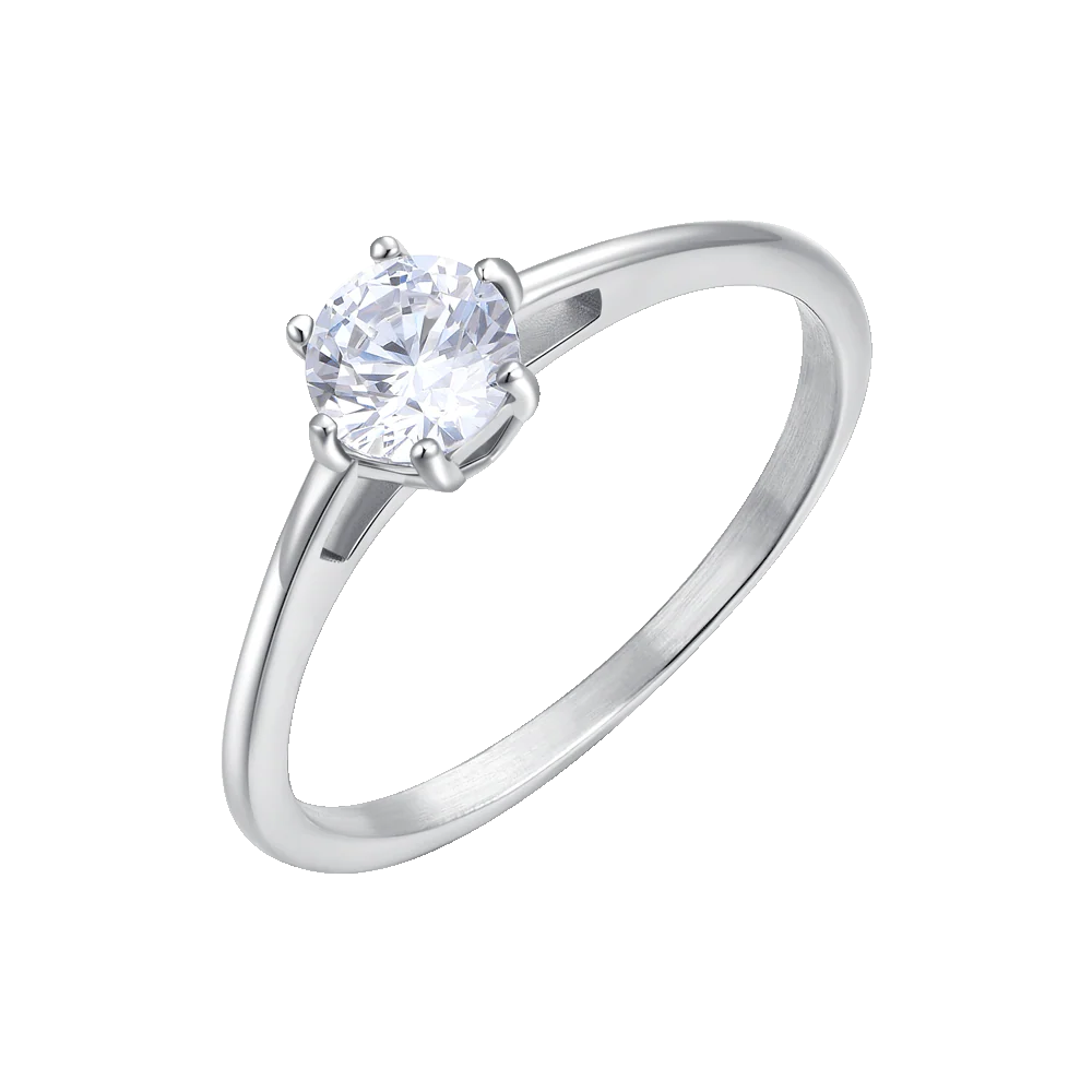 ANELLO DONNA IN ACCIAIO CON CRISTALLO BIANCO - TAGLIA 16