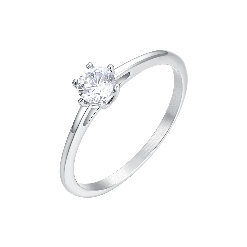 ANELLO DONNA IN ACCIAIO CON CRISTALLO BIANCO - TAGLIA 14