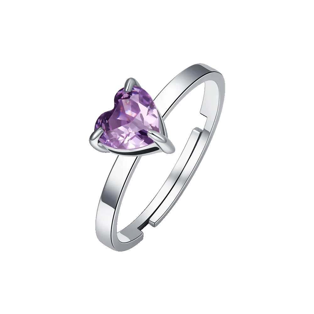 ANELLO DONNA IN ACCIAIO CON CUORE CRISTALLO VIOLA