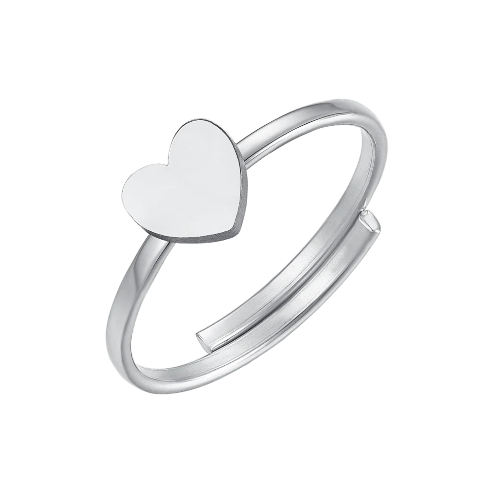 ANELLO DONNA IN ACCIAIO CON CUORE PIENO