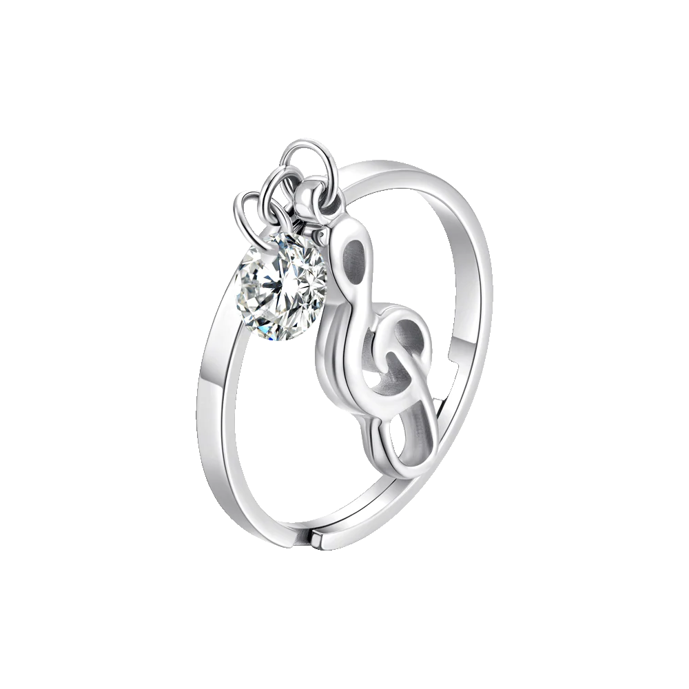 ANELLO DONNA IN ACCIAIO CON NOTA MUSICALE E ZIRCONE BIANCO