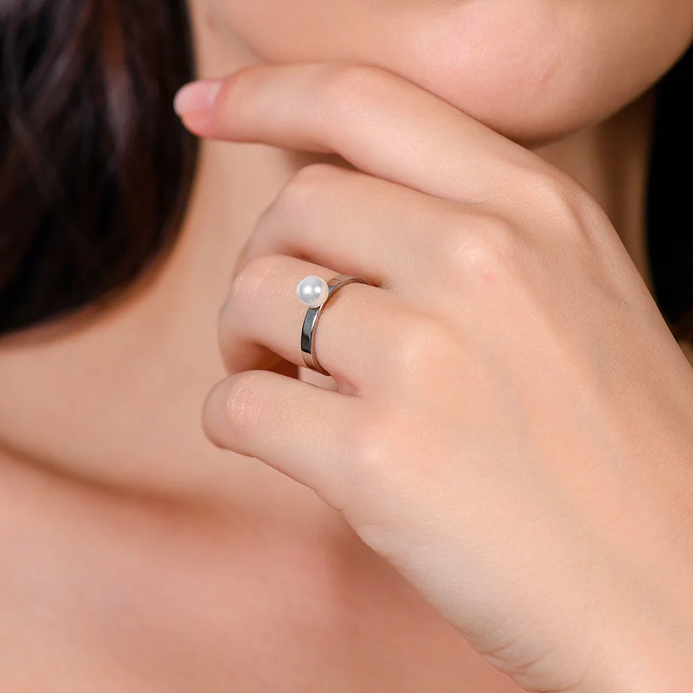 ANELLO DONNA IN ACCIAIO CON PERLA SINTETICA - Image 2