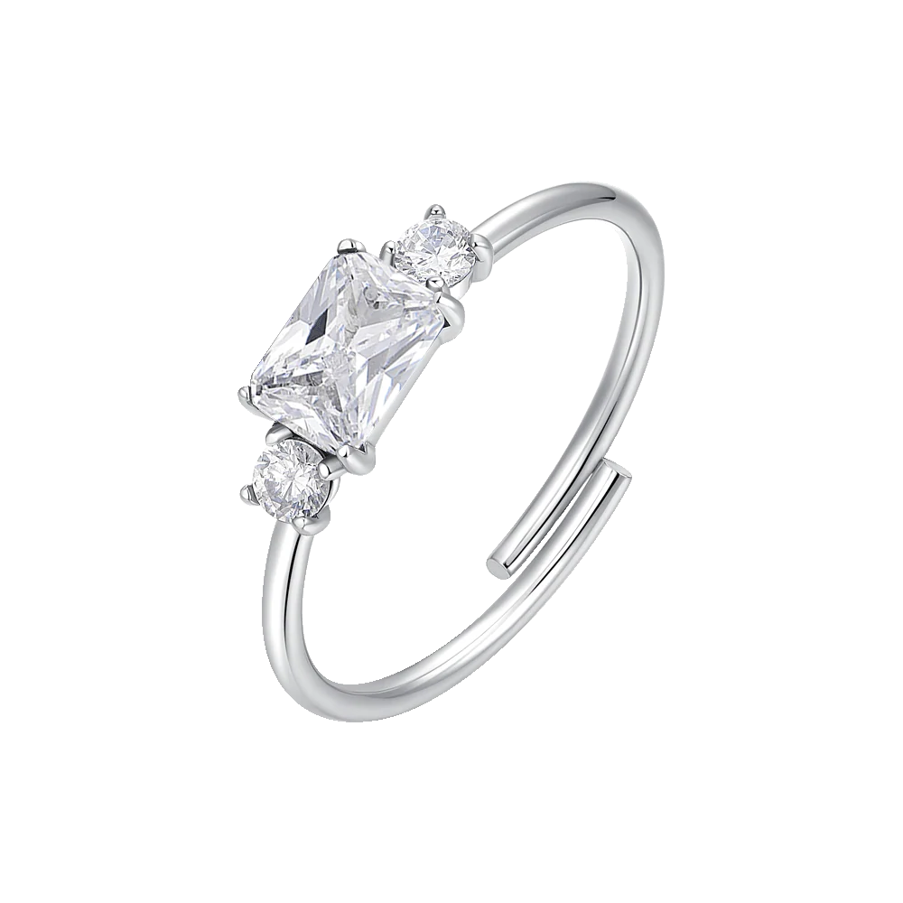 ANELLO DONNA IN ACCIAIO CON ZIRCONI BIANCHI