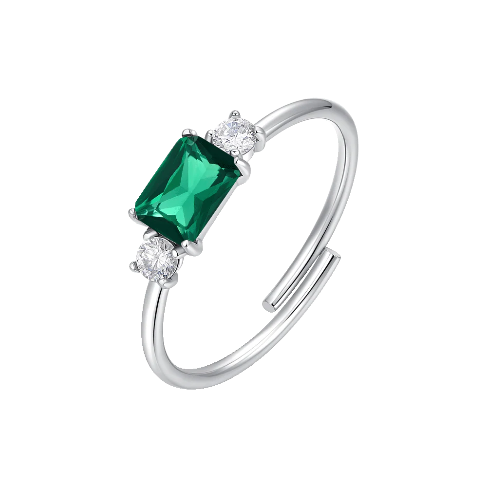 ANELLO DONNA IN ACCIAIO CON ZIRCONI VERDE E BIANCHI
