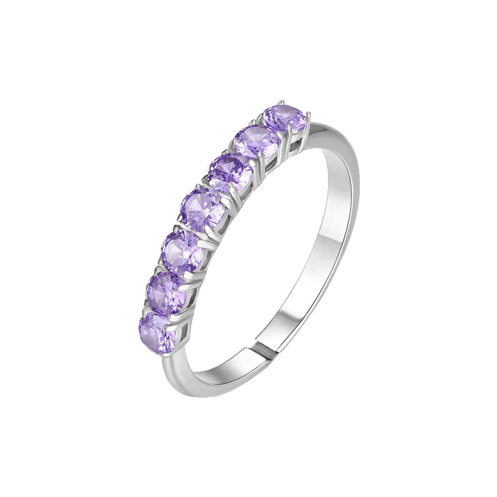 ANELLO DONNA IN ACCIAIO CON ZIRCONI VIOLA MISURA S