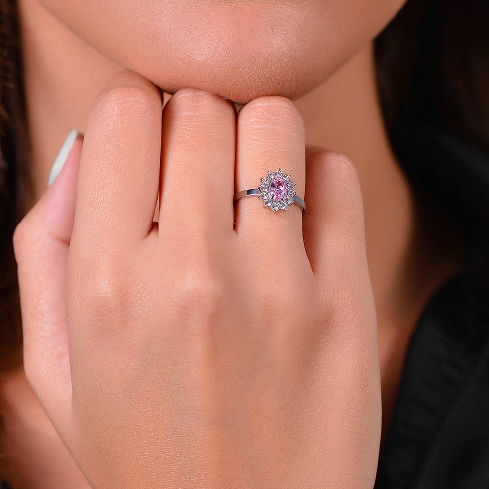 ANELLO DONNA IN ACCIAIO CRISTALLI E ZIRCONE ROSA - Image 2