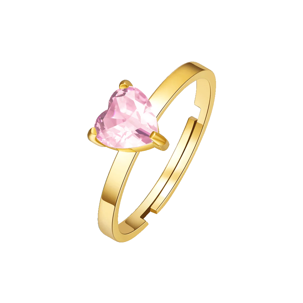 ANELLO DONNA IN ACCIAIO IP GOLD CON CUORE CRISTALLO ROSA