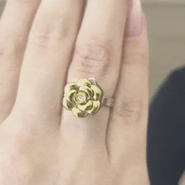 ANELLO DONNA IN ACCIAIO IP GOLD CON ROSA GIREVOLE E CRISTALLO BIANCO - Image 2