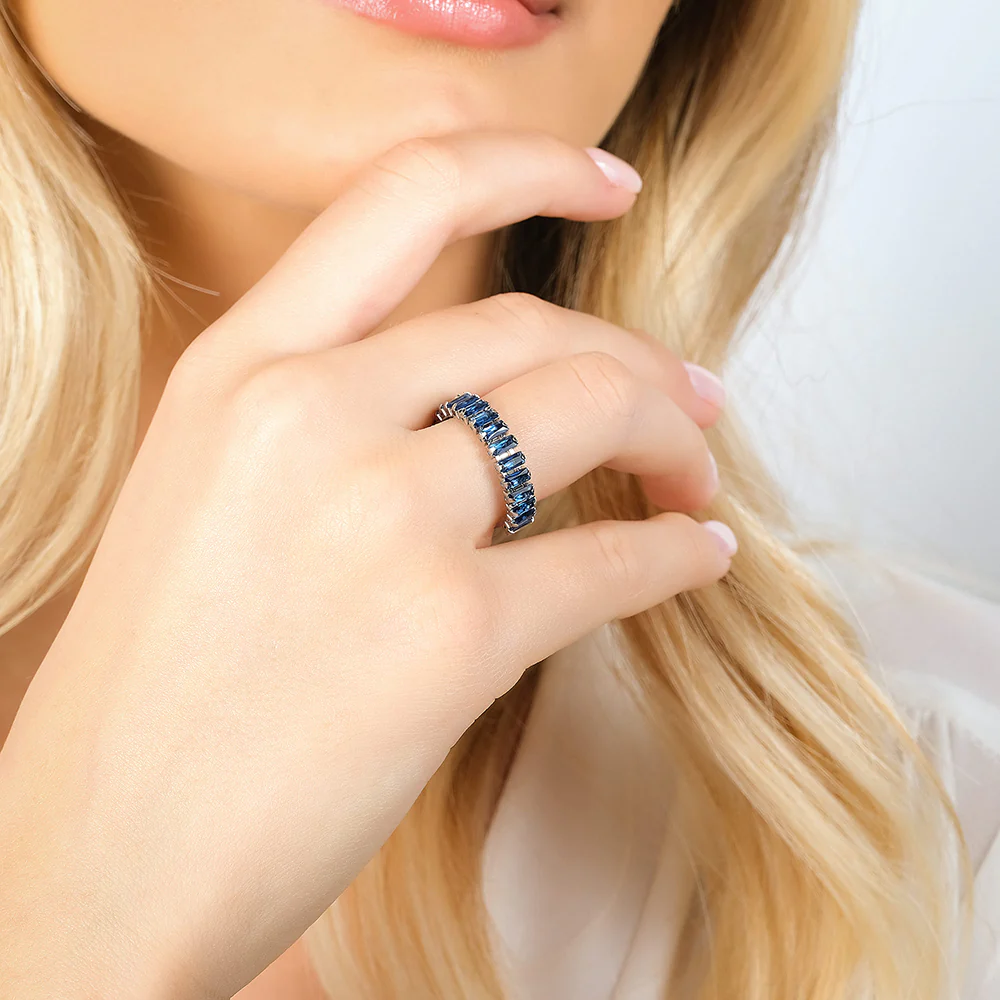 ANELLO DONNA IN ACCIAIO REGOLABILE CON CRISTALLI BLU - Image 2
