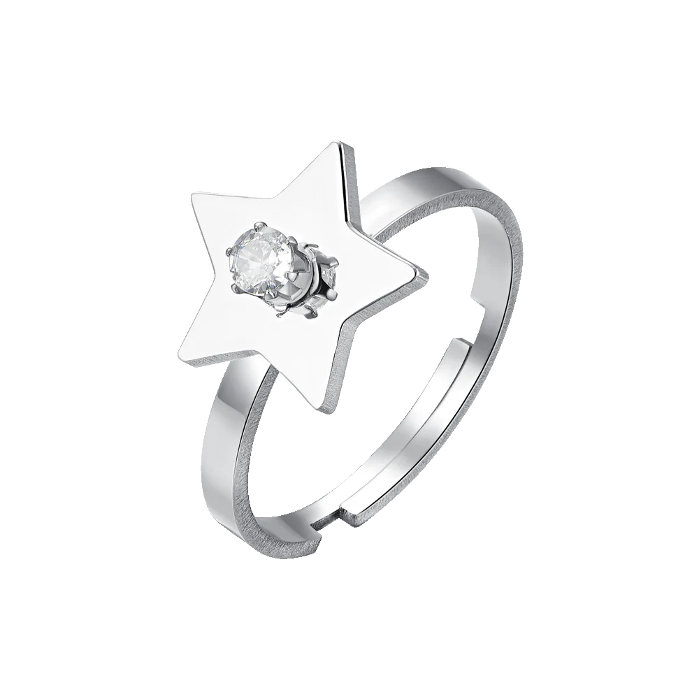 ANELLO DONNA IN ACCIAIO CON STELLA CON ZIRCONE BIANCO