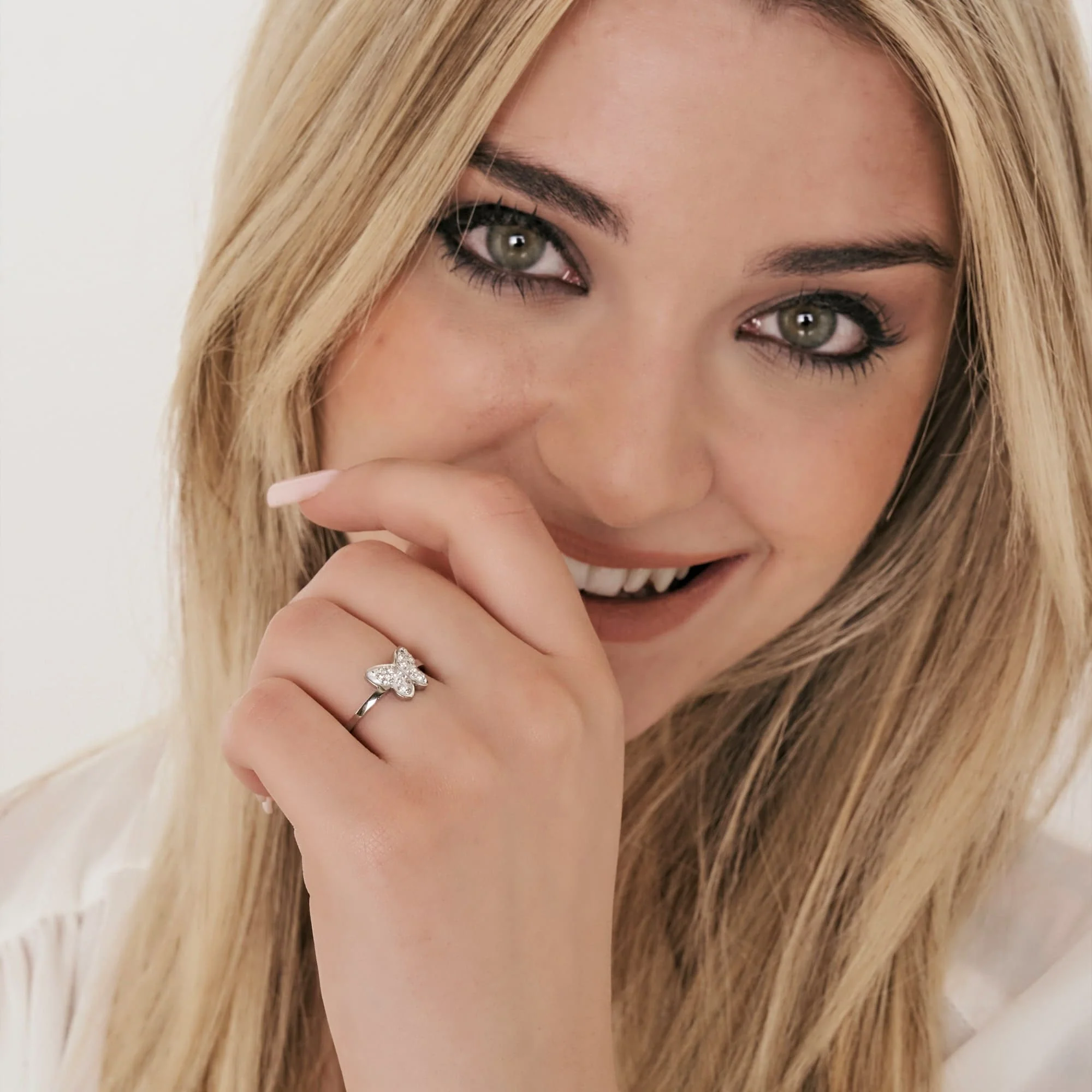 ANELLO DONNA IN ACCIAIO CON FARFALLA E CRISTALLI BIANCHI MISURA: S - Image 3