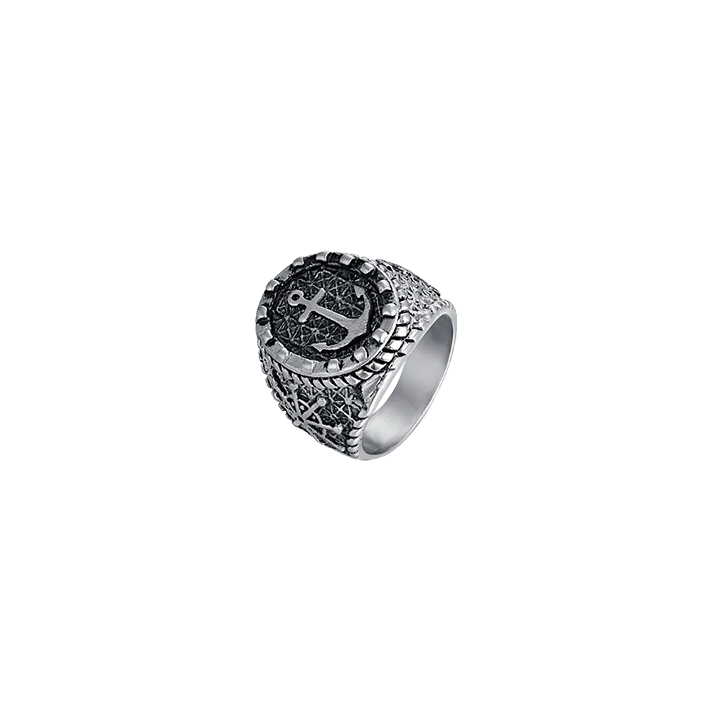 ANELLO UOMO SIGILLO IN ACCIAIO CON ANCORA - Image 5