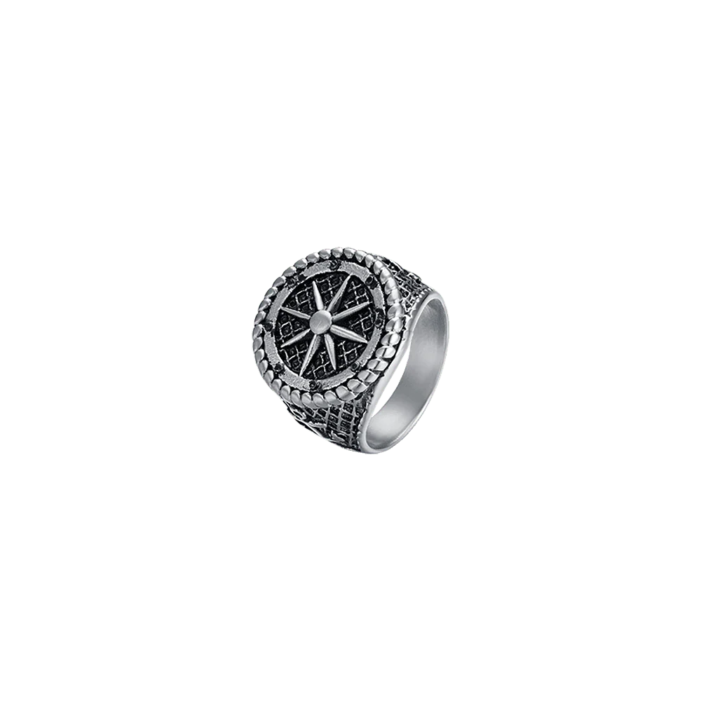 ANELLO UOMO SIGILLO IN ACCIAIO CON ROSA DEI VENTI - Image 7