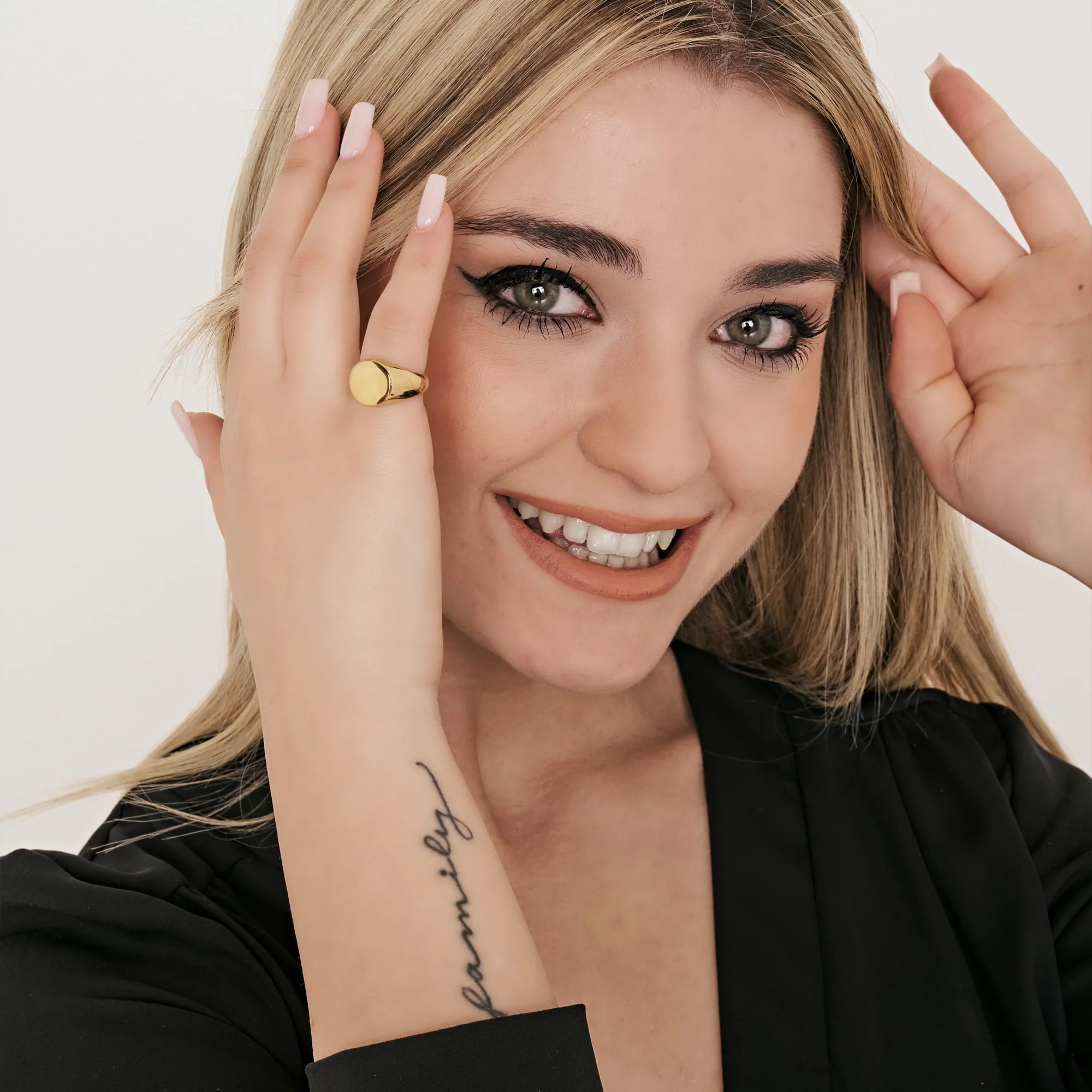 ANELLO DONNA SIGILLO IN ACCIAIO IP GOLD - Image 10