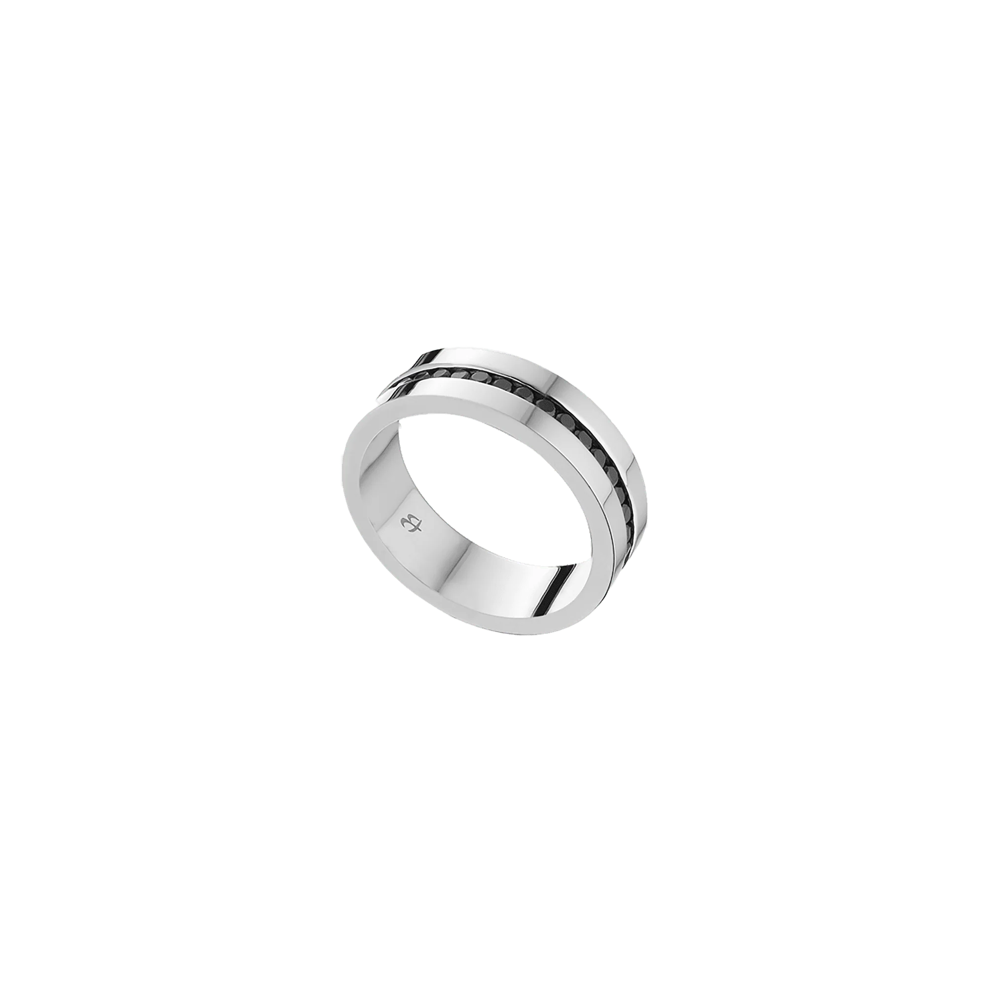 ANELLO UOMO IN ACCIAIO CON CRISTALLI NERI - Image 4