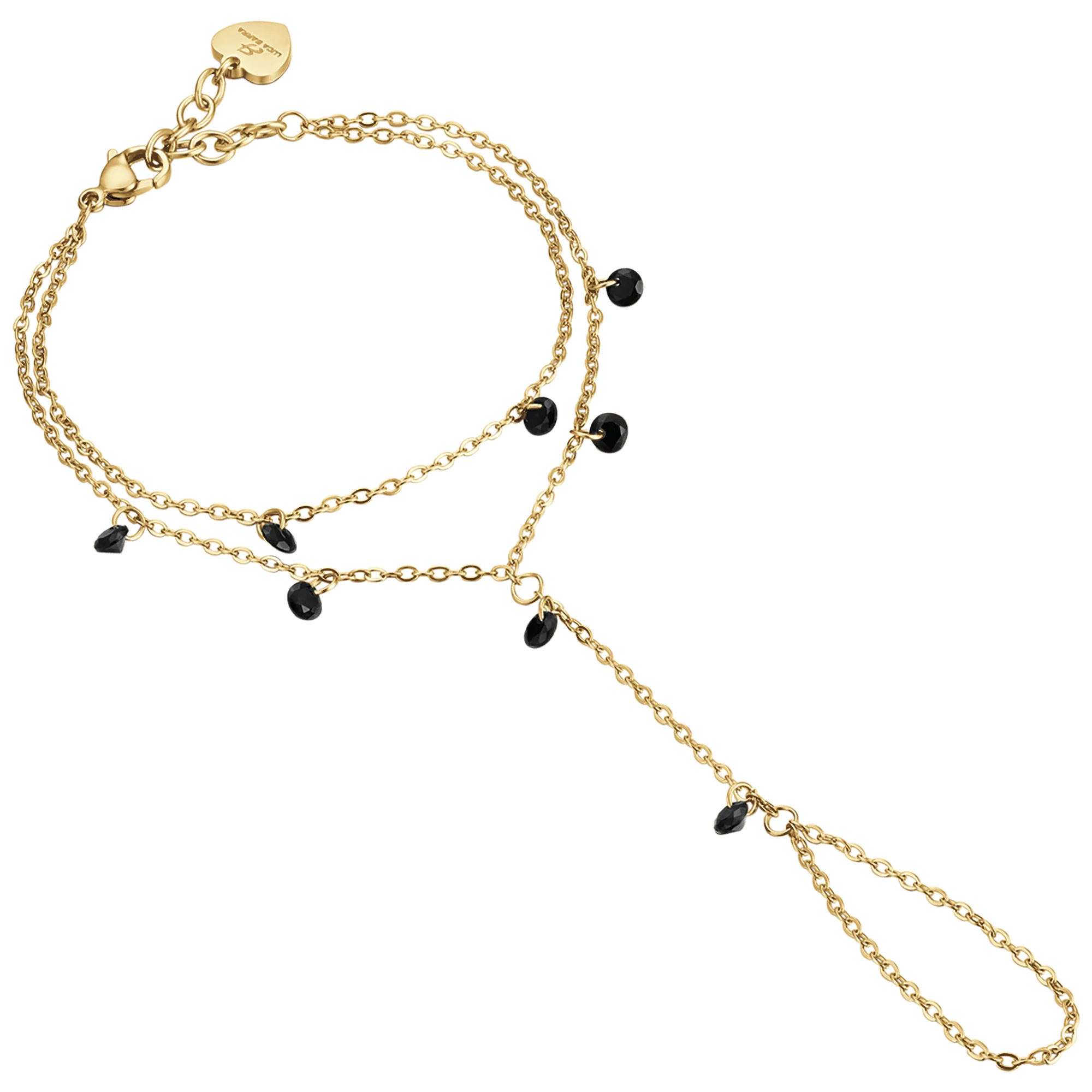 BRACCIALE BACIAMANO DONNA IN ACCIAIO IP GOLD CON CRISTALLI NERI