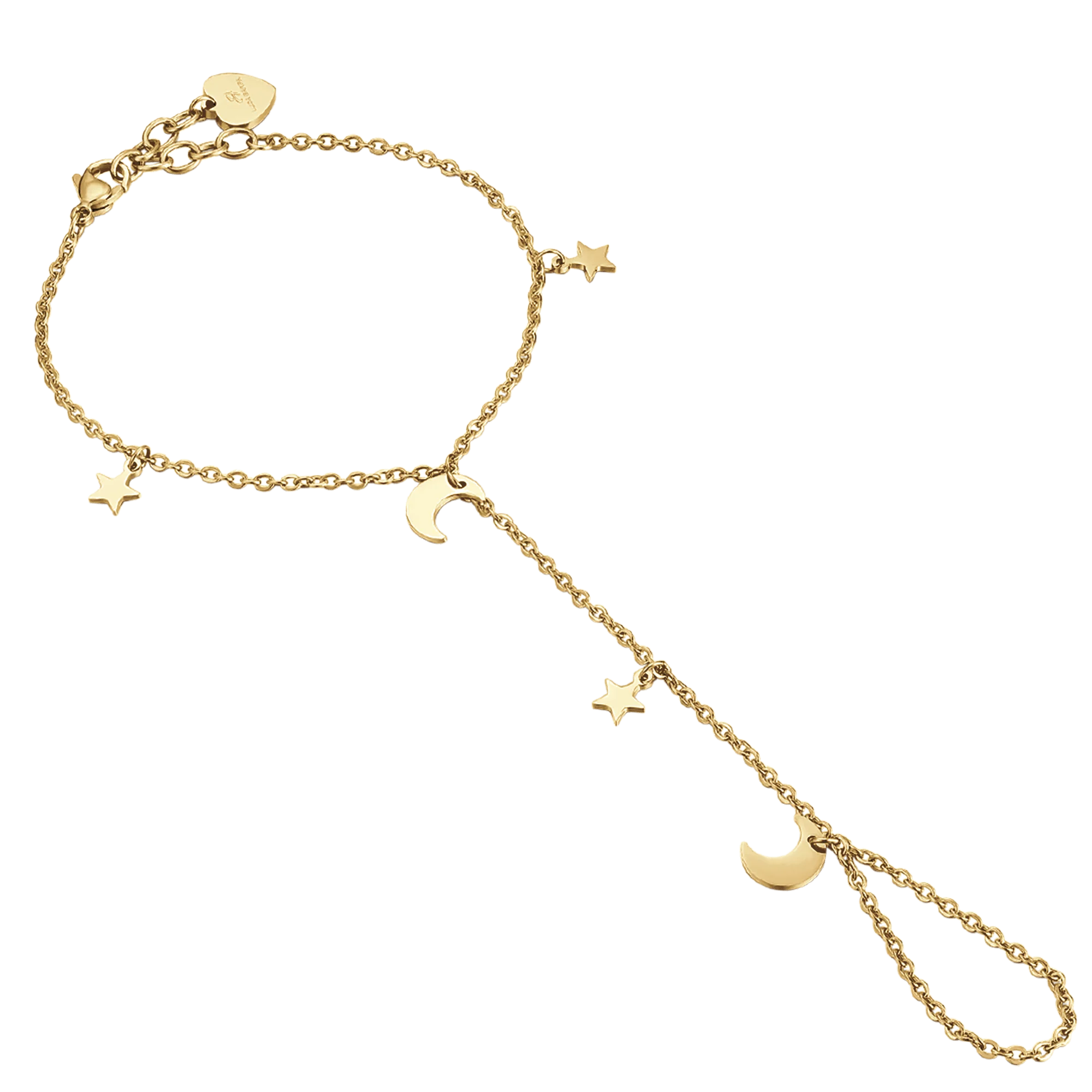 BRACCIALE BACIAMANO DONNA IN ACCIAIO IP GOLD CON STELLE E LUNE