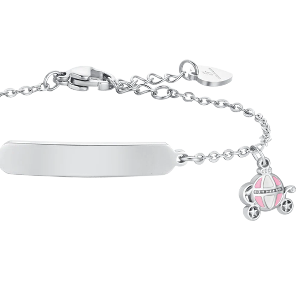 BRACCIALE BAMBINA IN ACCIAIO CARROZZA E PIASTRA - Image 2
