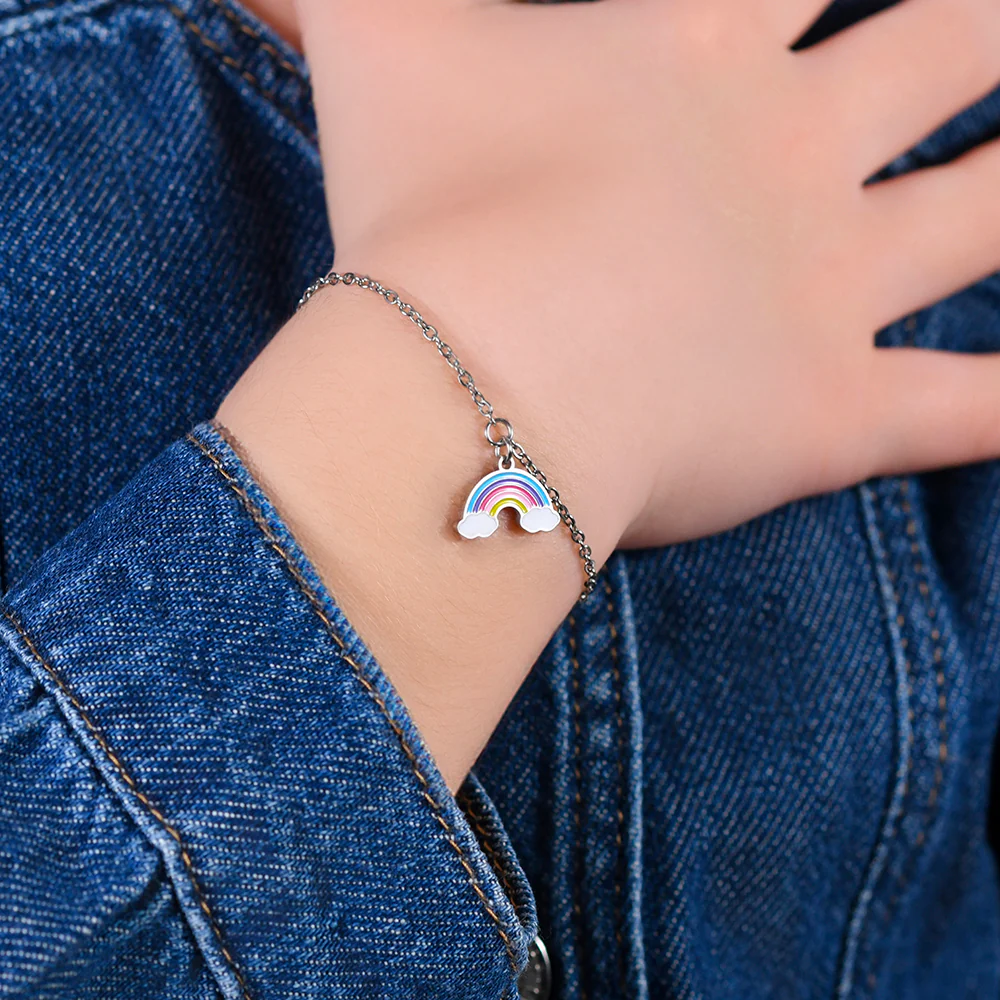 BRACCIALE BAMBINA IN ACCIAIO CON ARCOBALENO - Image 2