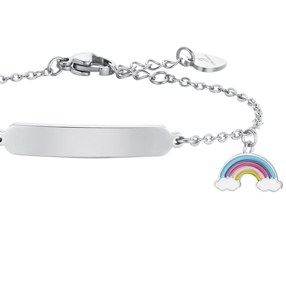 BRACCIALE BAMBINA IN ACCIAIO CON ARCOBALENO E PIASTRA - Image 4