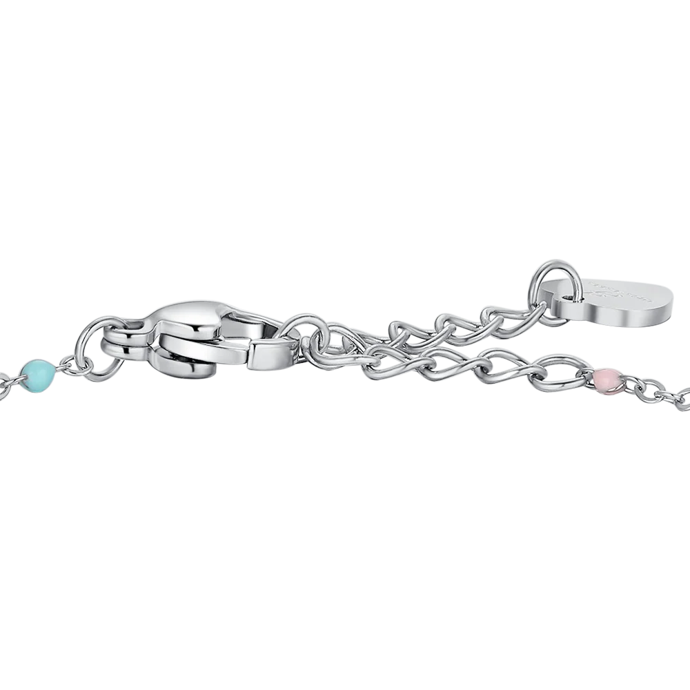 BRACCIALE BAMBINA IN ACCIAIO CON CORNO TURCHESE, STELLA ED ELEMENTI MULTICOLOR - Image 3