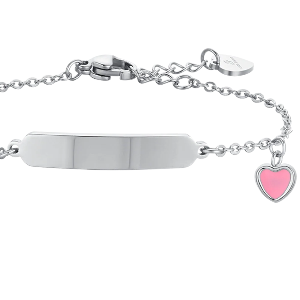 BRACCIALE BAMBINA IN ACCIAIO CON CUORE E PIASTRA - Image 4