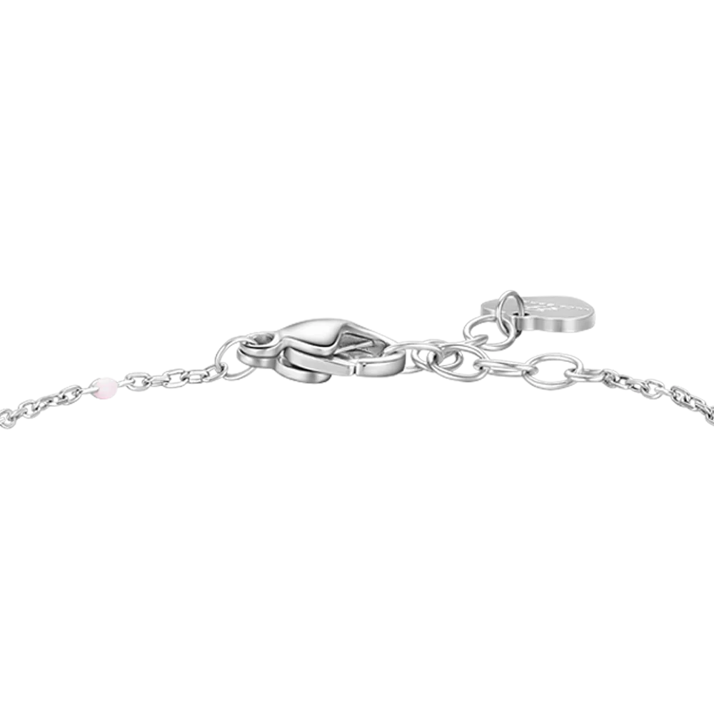 BRACCIALE BAMBINA IN ACCIAIO CON CUORE ZIRCONE ROSA E PIETRE ROSA - Image 3