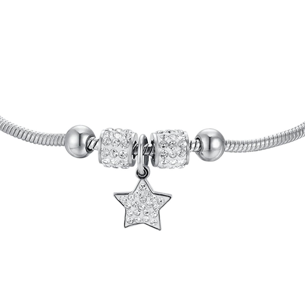 BRACCIALE BAMBINA IN ACCIAIO CON STELLA CON CRISTALLI BIANCHI - Image 4