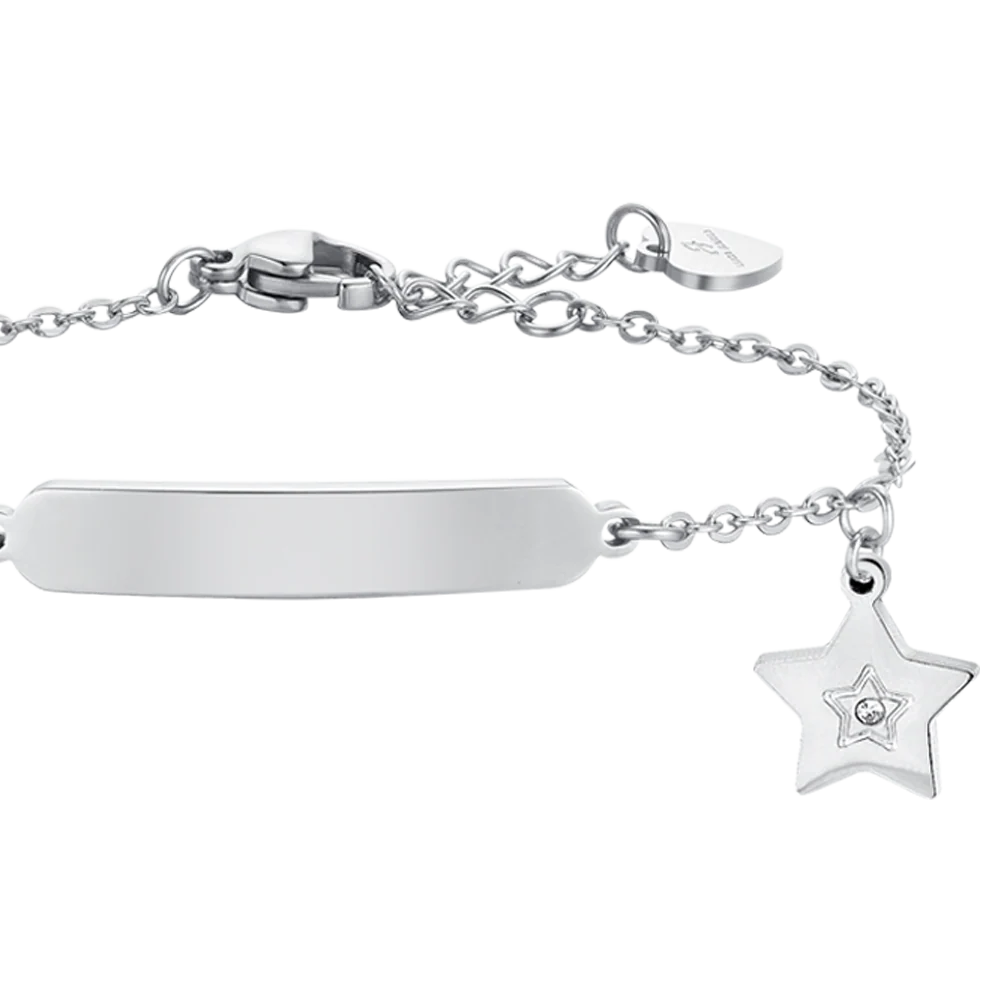 BRACCIALE BAMBINA IN ACCIAIO CON STELLA E PIASTRA - Image 4