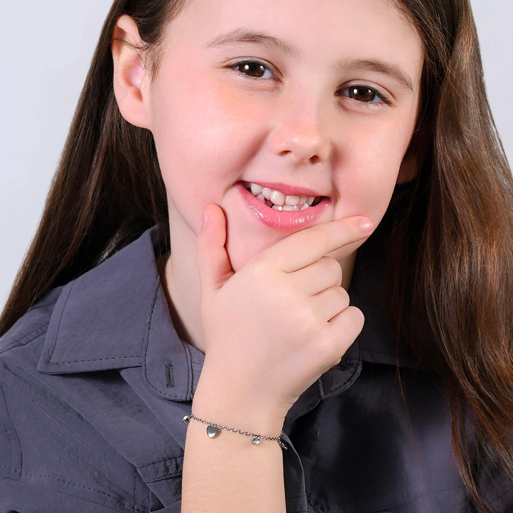BRACCIALE BAMBINA IN ACCIAIO CUORI E CRISTALLI - Image 3