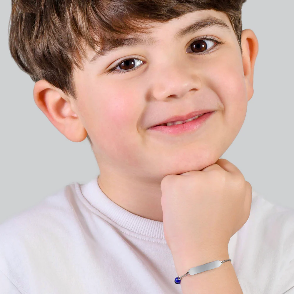 BRACCIALE BAMBINO IN ACCIAIO CON PIETRE BLU E NERE - Image 3