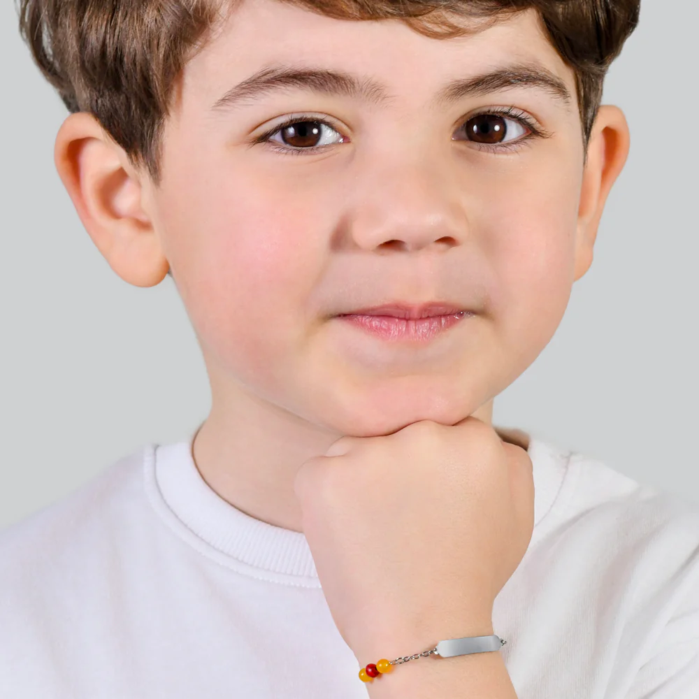 BRACCIALE BAMBINO IN ACCIAIO CON PIETRE GIALLE E ROSSE - Image 3