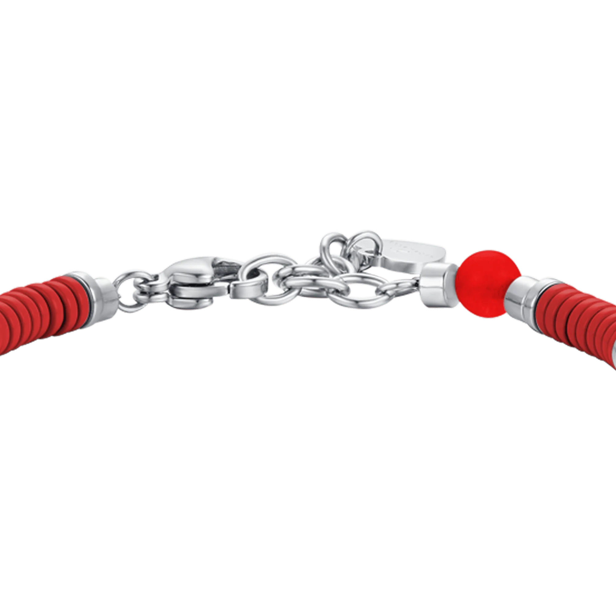BRACCIALE BAMBINO IN ACCIAIO CON PIETRE ROSSE ED ELEMENTI CON SMALTO ROSSO - Image 3