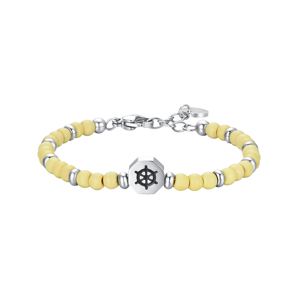 BRACCIALE BAMBINO IN ACCIAIO TIMONE CON PIETRE GIALLE