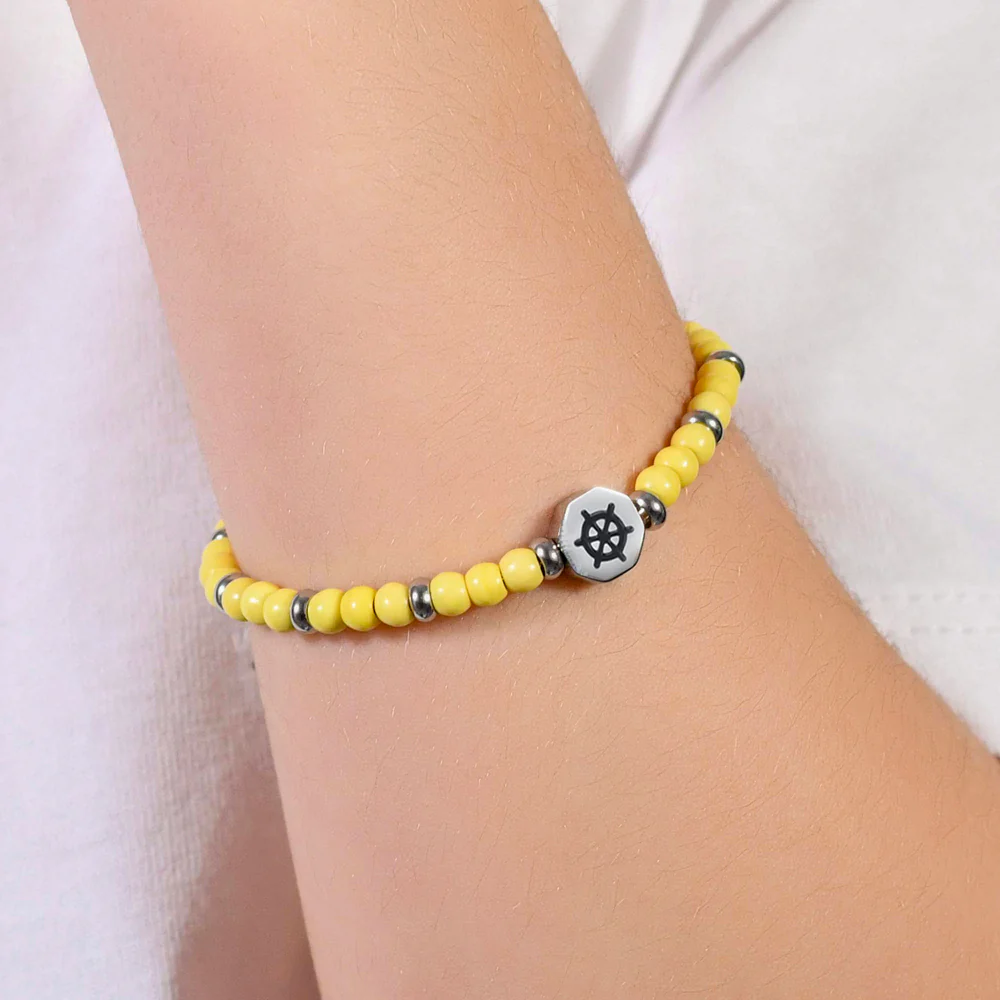 BRACCIALE BAMBINO IN ACCIAIO TIMONE CON PIETRE GIALLE - Image 2