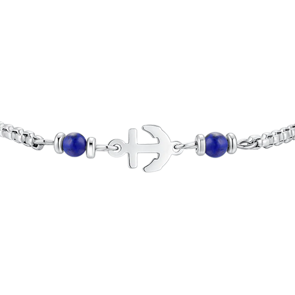BRACCIALE BAMBINO IN ACCIAO CON ANCORA E PIETRE BLU LAPIS - Image 2
