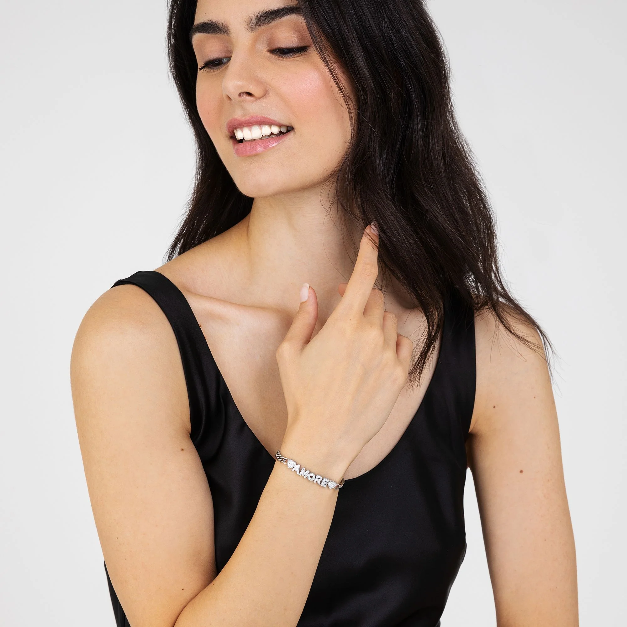 BRACCIALE DONNA IN ACCIAIO AMORE CON CRISTALLI BIANCHI - Image 3