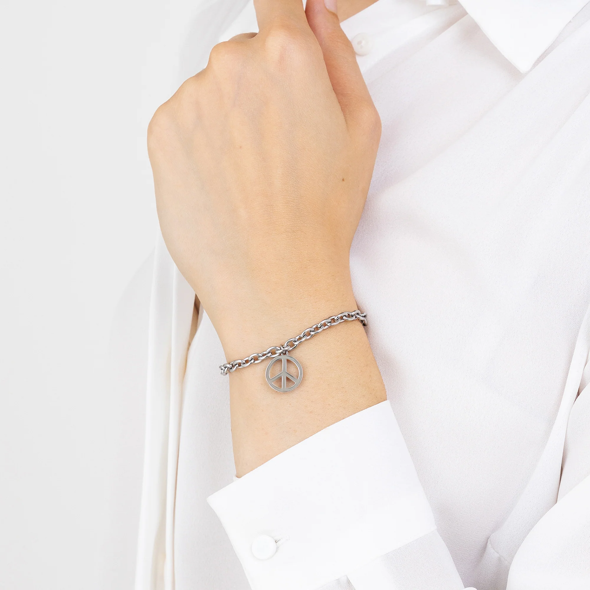 BRACCIALE DONNA IN ACCIAIO CON SIMBOLO PACE - Image 2