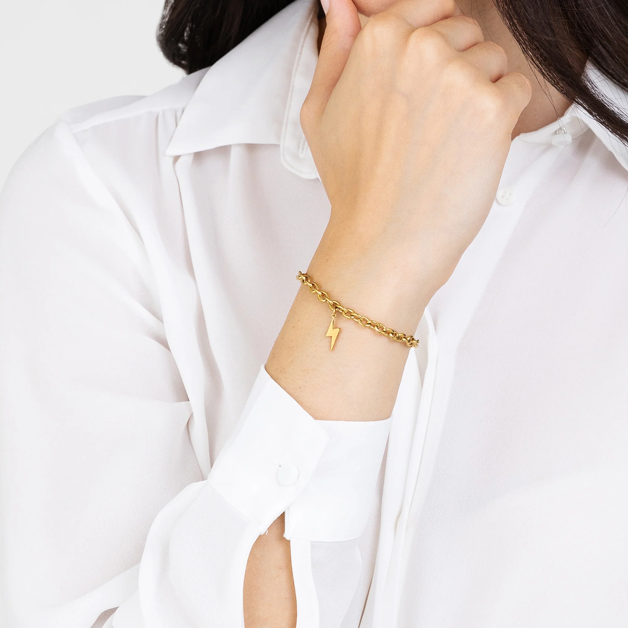BRACCIALE DONNA IN ACCIAIO DORATO CON FULMINE - Image 2