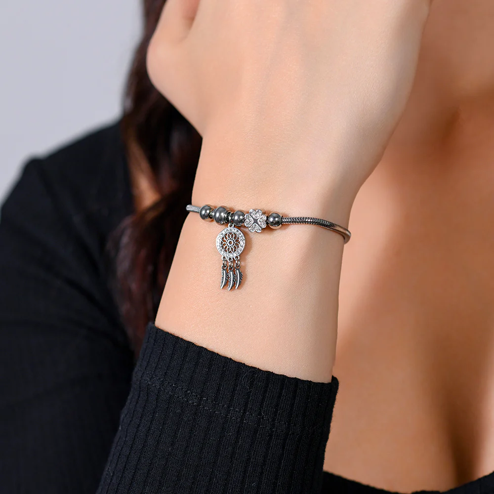 BRACCIALE DONNA IN ACCIAIO ACCHIAPPASOGNI E CRISTALLI - Image 2