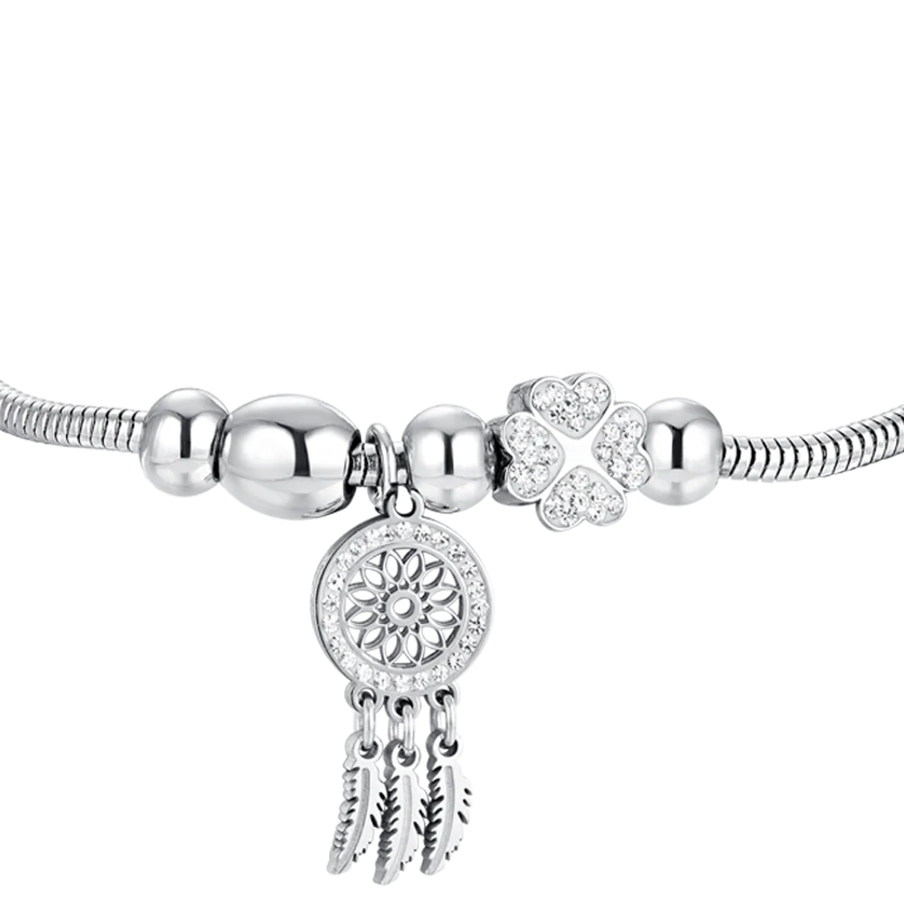 BRACCIALE DONNA IN ACCIAIO ACCHIAPPASOGNI E CRISTALLI - Image 4